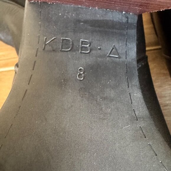 KELSI DAGGER BROOKLYN Black Leather Knit Over The Knee Curved Block Heel Boots - Picture 16 of 16